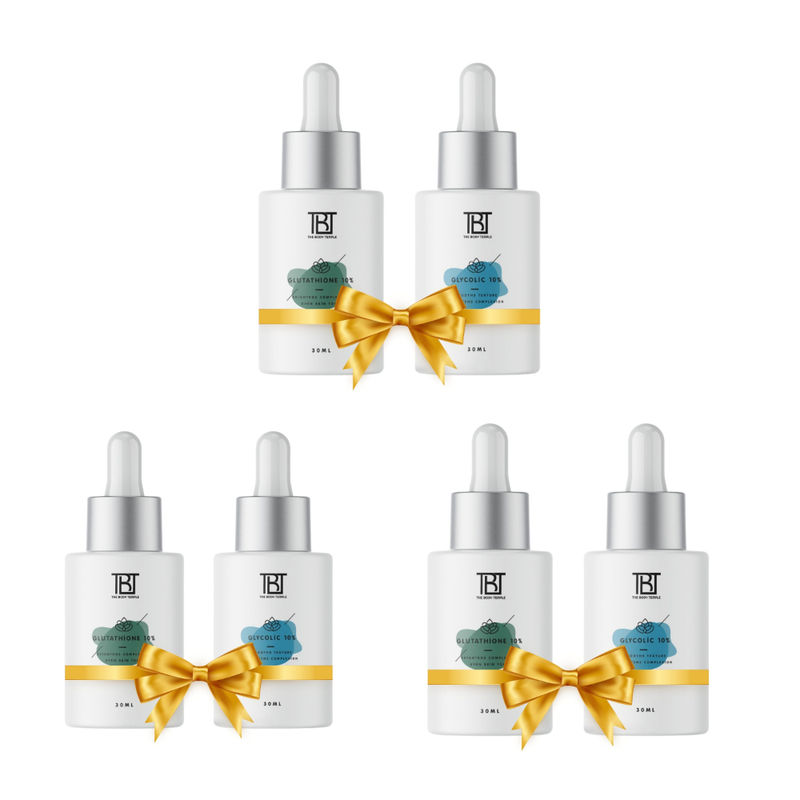 glycolic acid and glutathione The Body Temple Vitamin C 20% + L-Glutathione 5% & 10% (30Ml Each Elvey Essentials Kojic Acid, Glutathione,