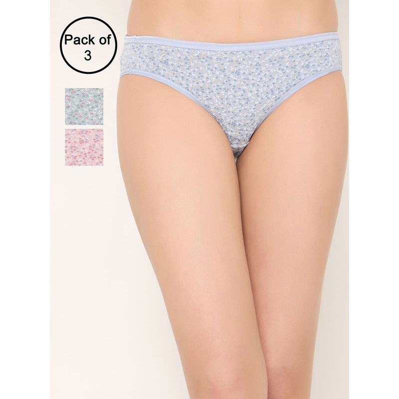 Clovia Cotton Low Waist Outer Elastic Bikini Panties (Pack of 3) (M)