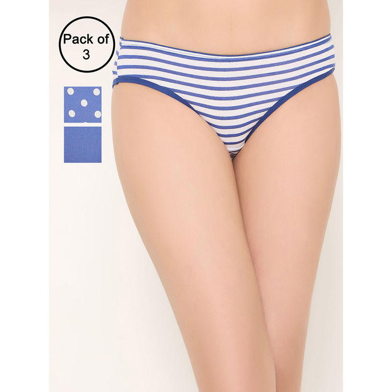 Clovia Cotton Medium Waist Outer Elastic Bikini Panties (Pack of 3) (XL)