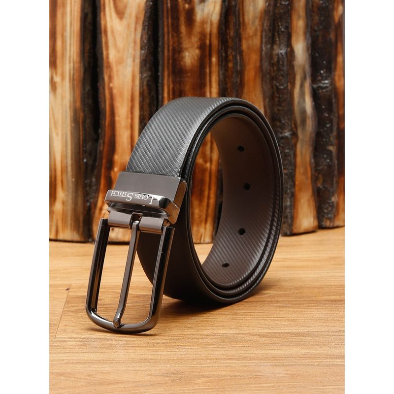Louis Stitch Mens Black & Brown Formal Italian Leather Reversible Belt (28)