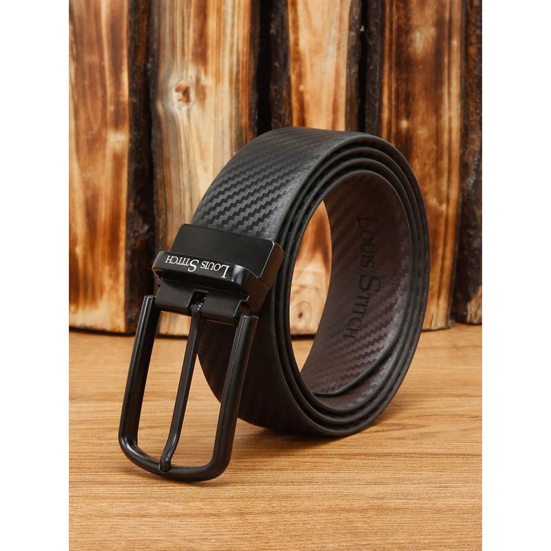 LOUIS STITCH Men Genuine Leather Reversible Belt For Men (Black, 34)