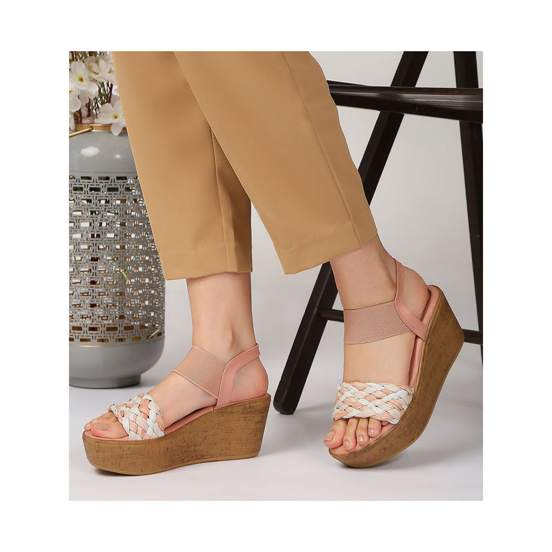 Kenneth Cole Women Cork Pu Peach Wedges (UK 7)