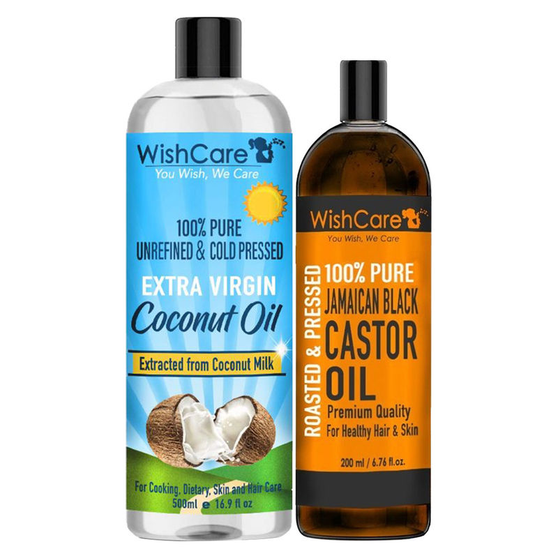 Wishcare 100 Pure Cold Pressed ExtraVirgin Coconut Oil & Jamaican Black Castor Oil Buy