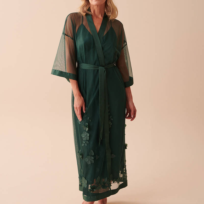 Kimono Long Dentelle Fleuri Avec Capuche - Blanc, Taille Unique, Style Bohème Rétro, Neuf Avec étiquettes