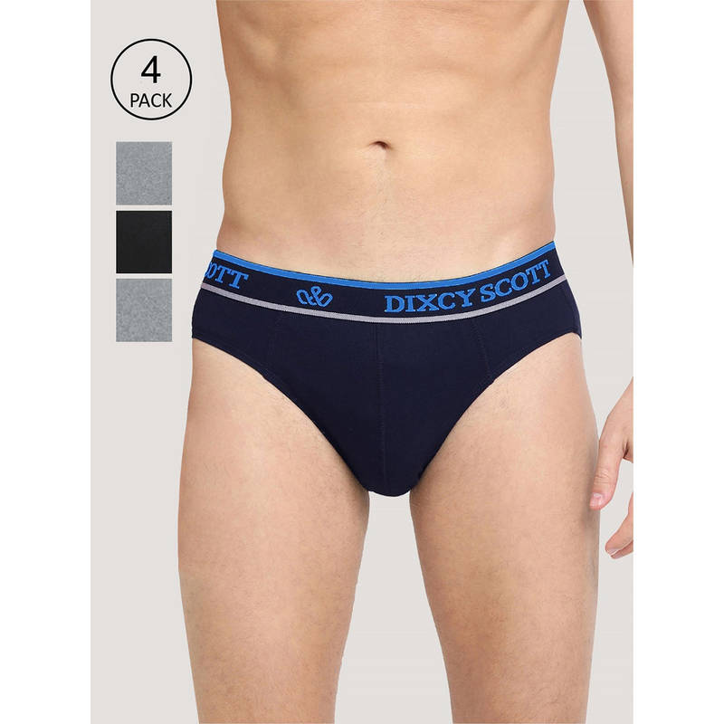 Dixcy Scott Mens Brief Modern Fit Solid Innerwear (Pack Of 4) (S)