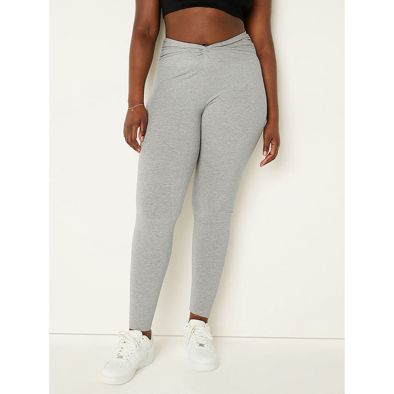 Victoria's Secret Women Grey Cotton Blend Solid Leggings (XS)