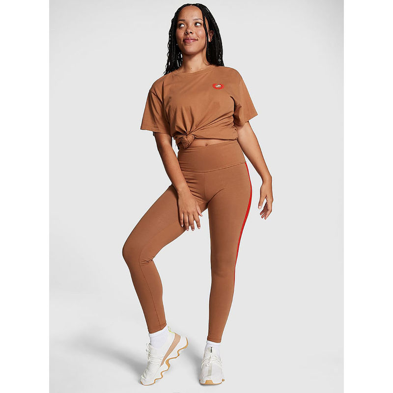 Victoria's Secret Women Brown Cotton Blend Colorblock Leggings (XL)