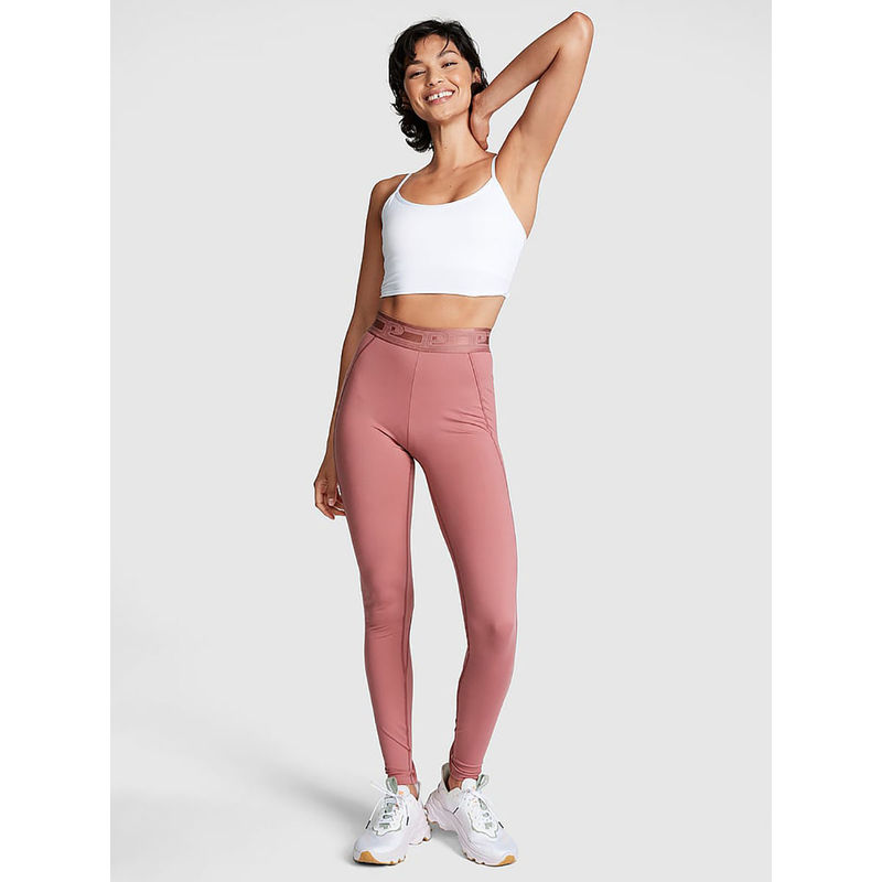 Victoria's Secret Women Pink Polyester Solid Leggings (XS)