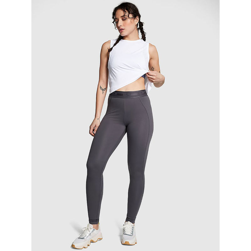 Victoria's Secret Women Grey Polyester Solid Leggings (XS)