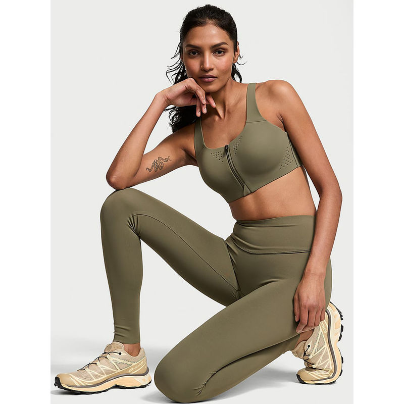 Victoria's Secret Women Green Polyamide Solid Leggings (L SHORT)