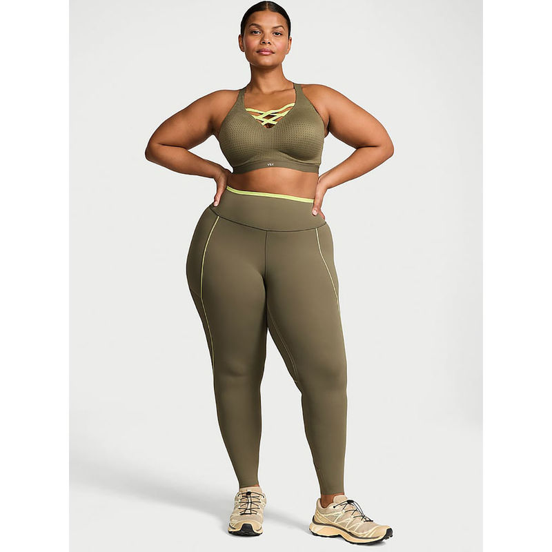 Victoria's Secret Women Green Polyamide Solid Leggings (L SHORT)