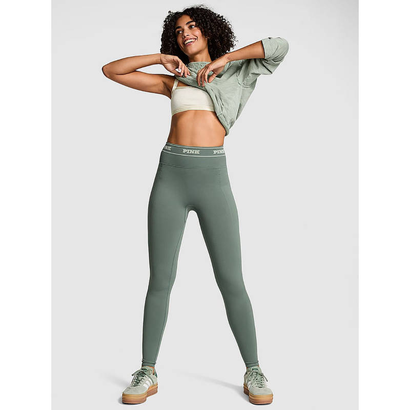 Victoria's Secret Women Green Polyamide Printed Leggings (XL)
