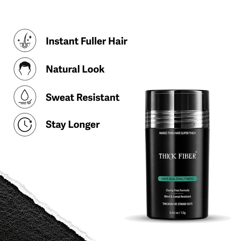 THICK FIBER Hair Building Fibers Powder And Color Touch Up - Black
