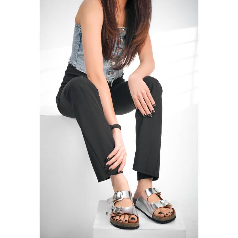 LYDC LONDON Women Stylish Comfortable and Casual Sandals - Silver (UK 3)