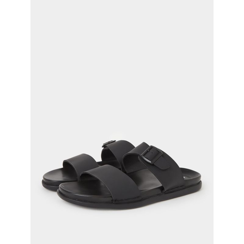 Styli Elevate Men Black Solid Buckle Sandals (EURO 41)