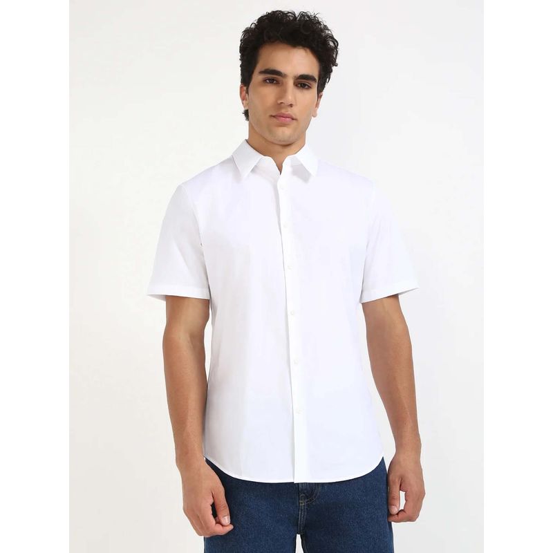 Calvin Klein Solid Slim Fit Poplin Woven Shirt White (XL)