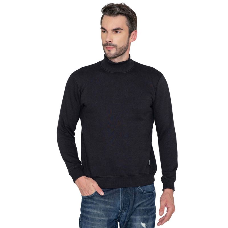 Bonjour Mens High Neck Sweatshirt Black (S)