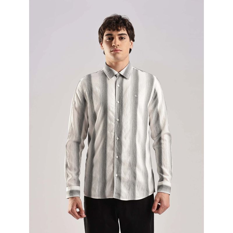 Calvin Klein Striped Slim Fit Viscose Shirt White (S)
