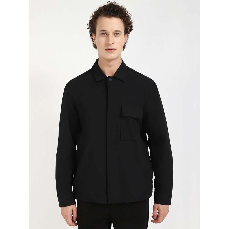 Calvin Klein Solid Boxy Fit Poplin Woven Shirt Black (S)