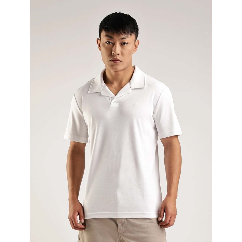 Calvin Klein Solid Slim Fit Cotton Polo T-Shirt White (2XL)