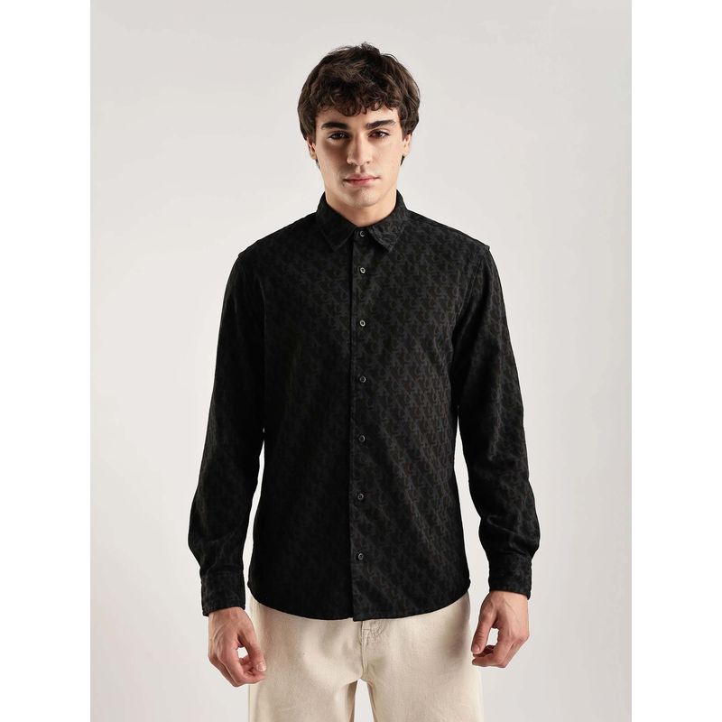 Calvin Klein Textured Regular Fit Denim Shirt Black (2XL)