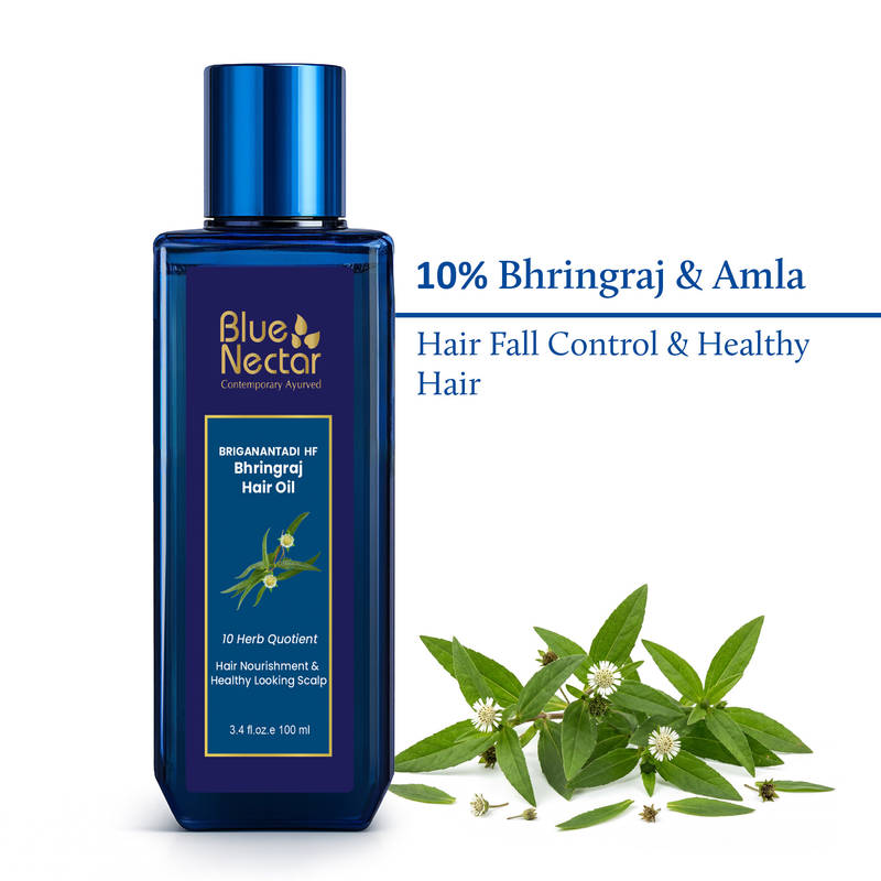 Blue Nectar Hair Oil with Briganantadi for Hair Fall Control & Healthy Scalp