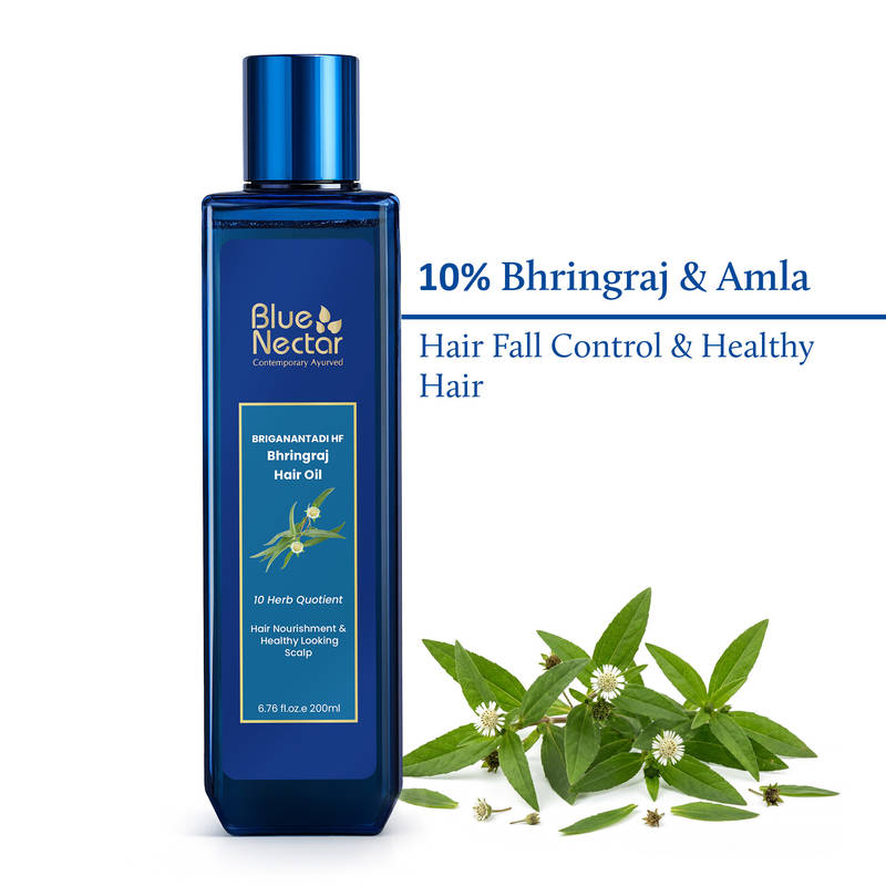 Blue Nectar Hair Oil with Briganantadi for Hair Fall Control & Healthy Scalp