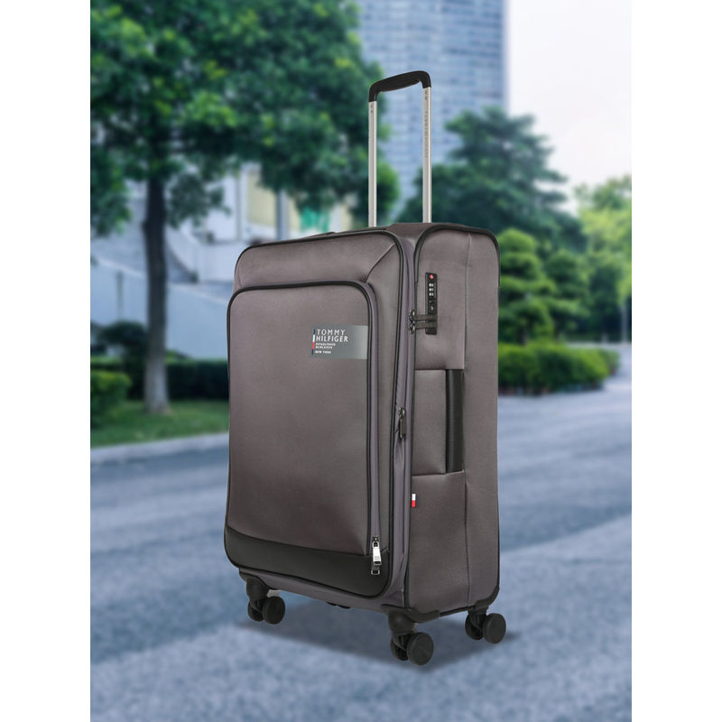 Tommy Hilfiger Westfield Unisex Polyester Soft Luggage Grey 55CM Cabin Trolley TSA Lock (S)