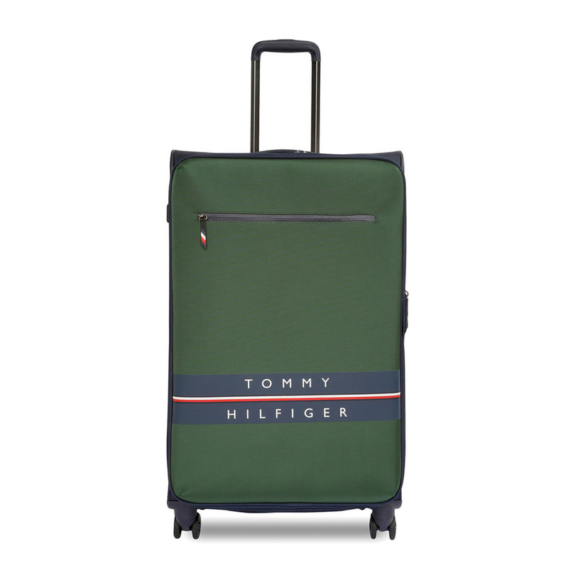 Tommy Hilfiger Lewiston Polyester Soft Luggage-Dark Green-Navy Cargo Trolley Bag (L)