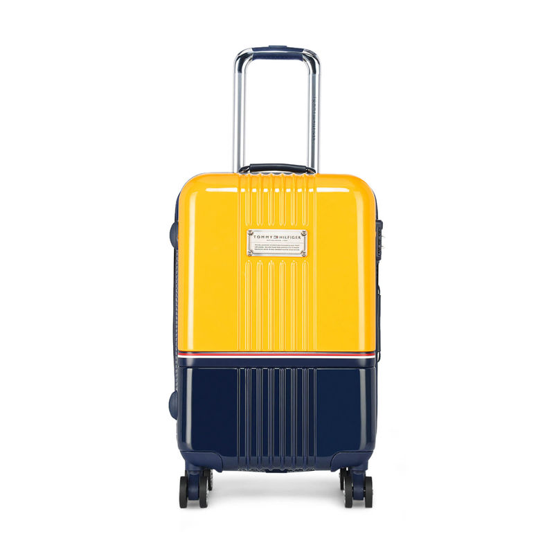 Tommy Hilfiger Unisex Twins Pro Hard Luggage Trolley Bag - Yellow & Navy (L)