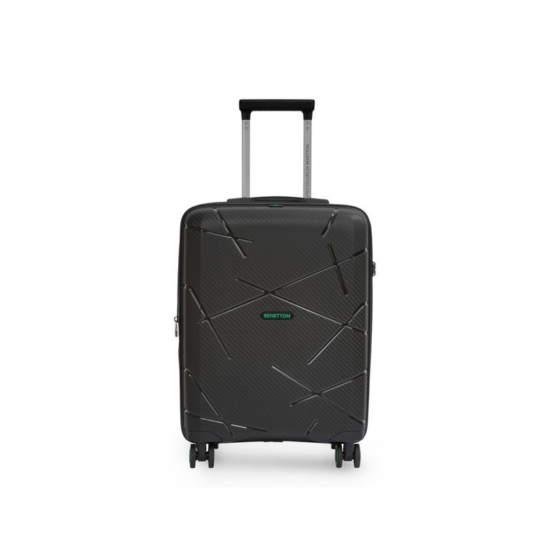 United Colors of Benetton Moonstone Unisex Hard Luggage Black TSA Lock Trolley Bag (S)
