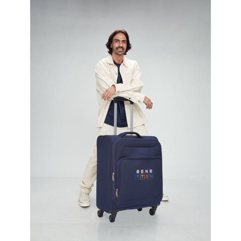 United Colors of Benetton Macau Unisex Soft Luggage Teal Blue, TSA Lock Trolley Bag (S)