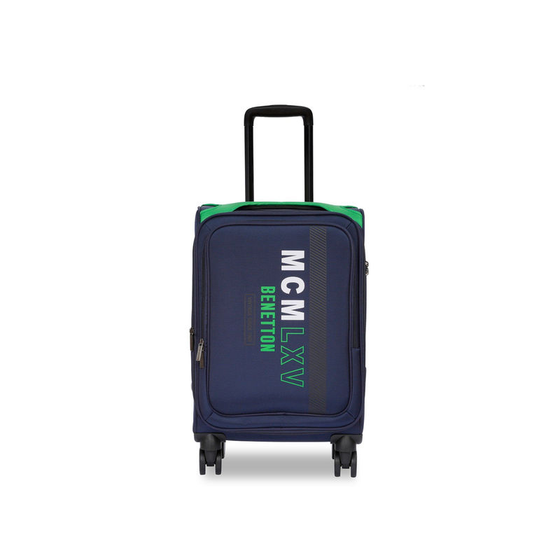 United Colors of Benetton Topaz Unisex Polyester Soft Luggage - Navy, 69 Cm Cargo Trolley Bag (M)