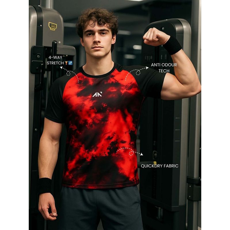 AESTHETIC NATION Black Printed Slim Fit T-Shirt (S)