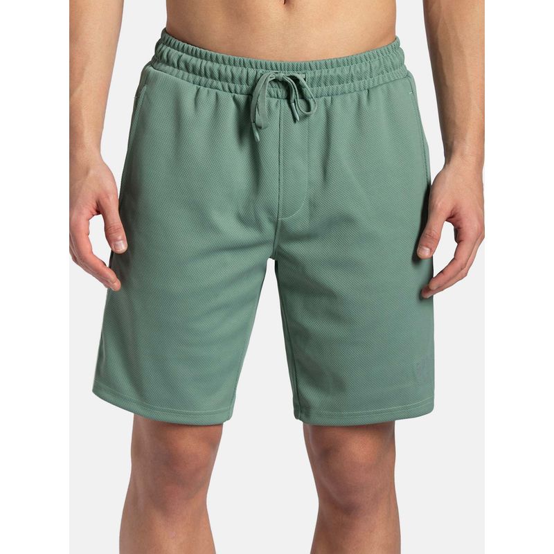 Jockey MV52 Men Recycled Microfiber Straight Fit Active Wear Shorts - Green & White (S)