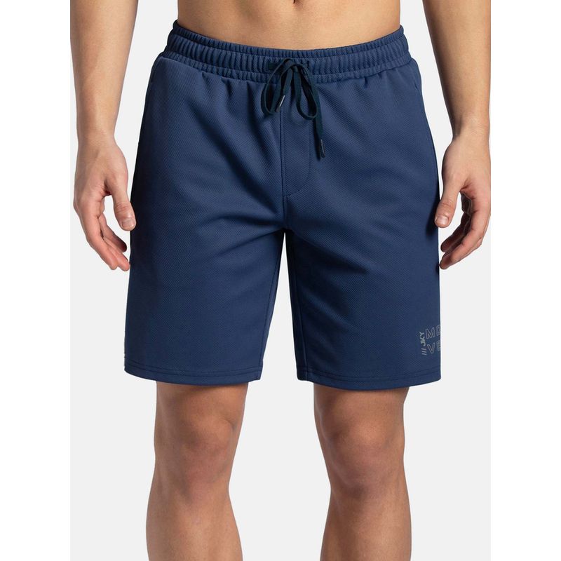Jockey MV52 Men Recycled Microfiber Straight Fit Active Wear Shorts - Navy & White (2XL)