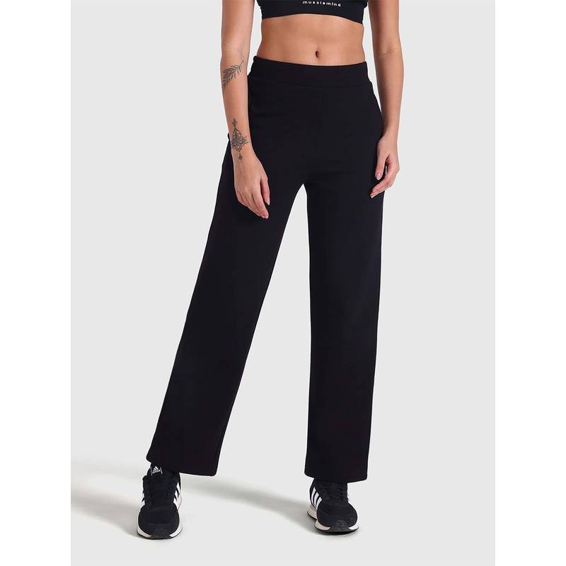 Musclemind Black Solid Regular Fit Trackpant (XS)