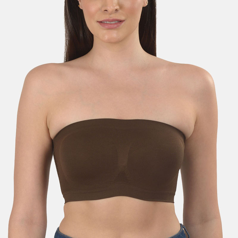 Mod & Shy Solid Nonwired Non Padded Bandeau Bra - Olive (XS)