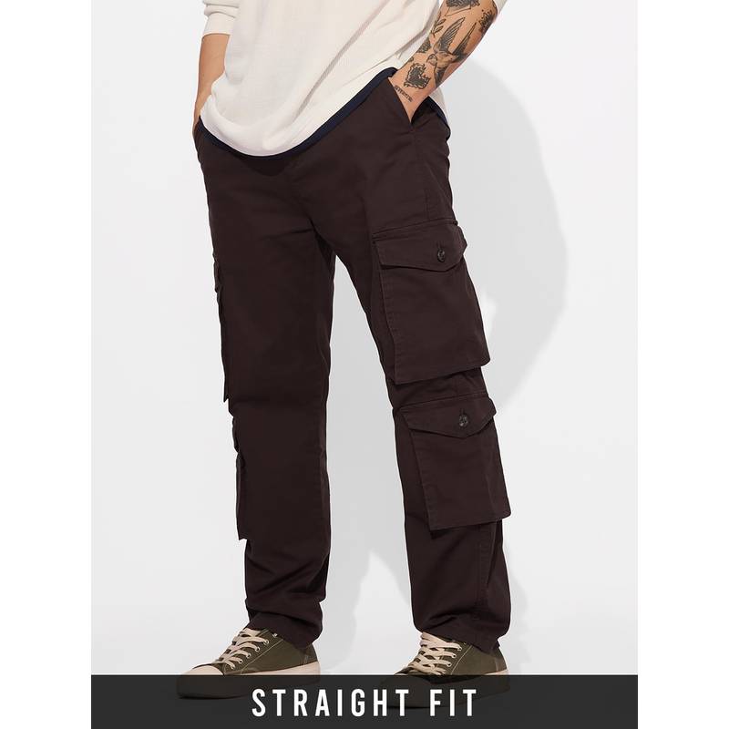 The Souled Store Rich Brown Men Cargo Trouser (2XL)