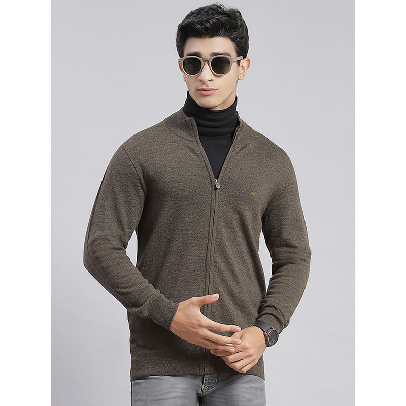 Monte Carlo Mehndi Multi Solid Stand Collar Pullover (L)