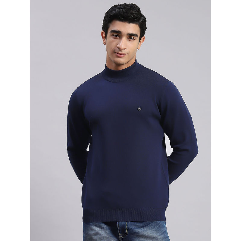 Monte Carlo Navy Solid T Neck Sweater (3XL)