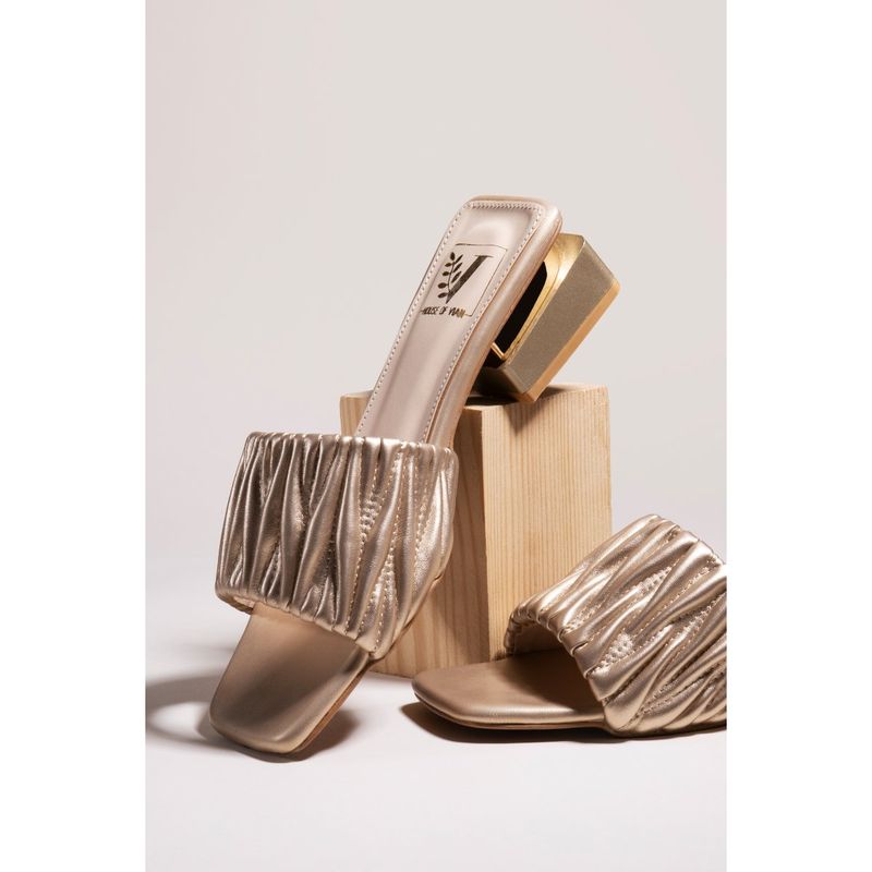 House of Vian Matilda Gold Sandals Heels (EURO 36)