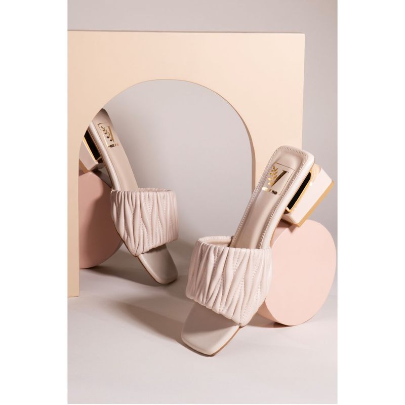 House of Vian Matilda Beige Sandals Heels (EURO 35)