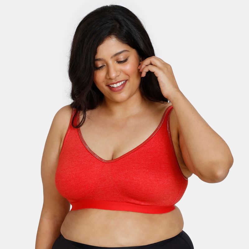 Zivame Happy Holly Days Double Layered Non Wired Full Coverage Minimiser Bra - Salsa -Red (34DD)