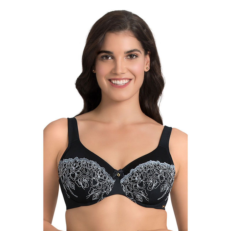 Ultimo Deco Floral Full Cover Bra - Black (42D)
