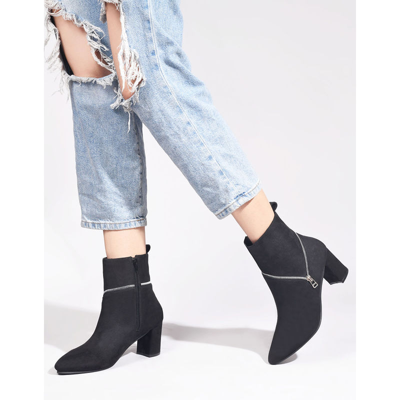 SHUZ TOUCH Black Mid-Top Heeled Boots (EURO 38)