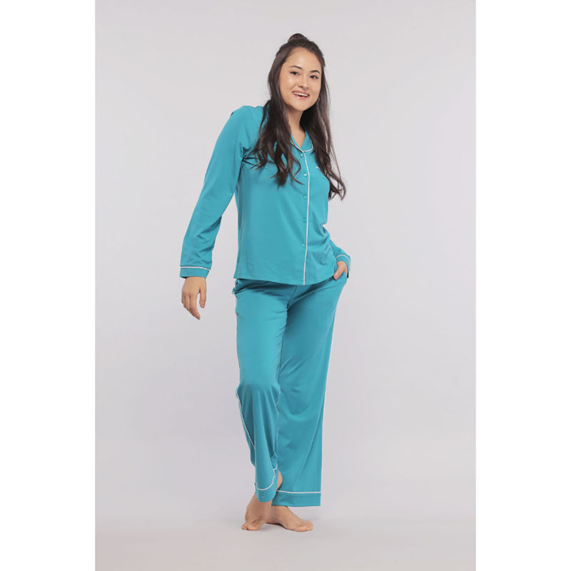 NeceSera Women Teal Modal Pyjama (M)
