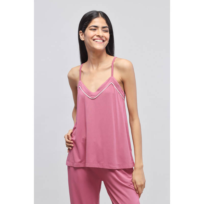 NeceSera Women Magenta Modal Shoulder Straps Cami Top (L)