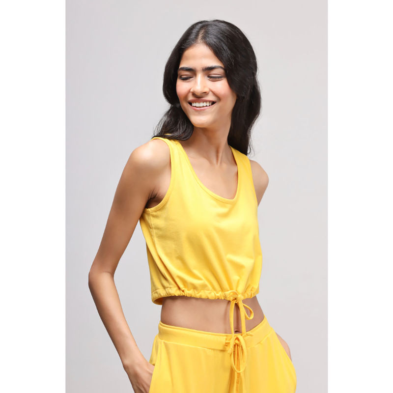 NeceSera Women Yellow Modal Round Neck Top (S)