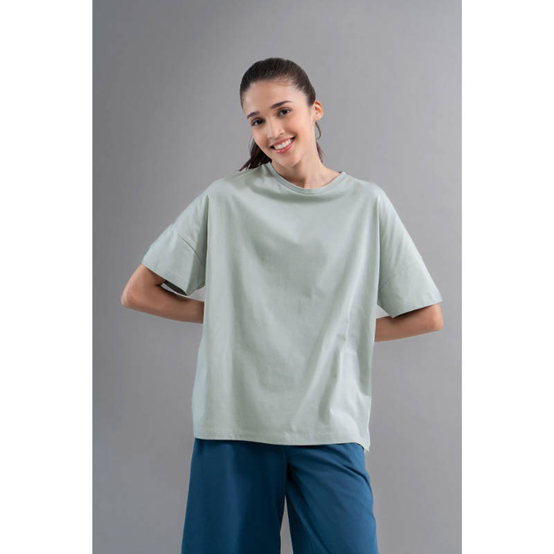 NeceSera Women Grey Cotton Round Neck Top (L)